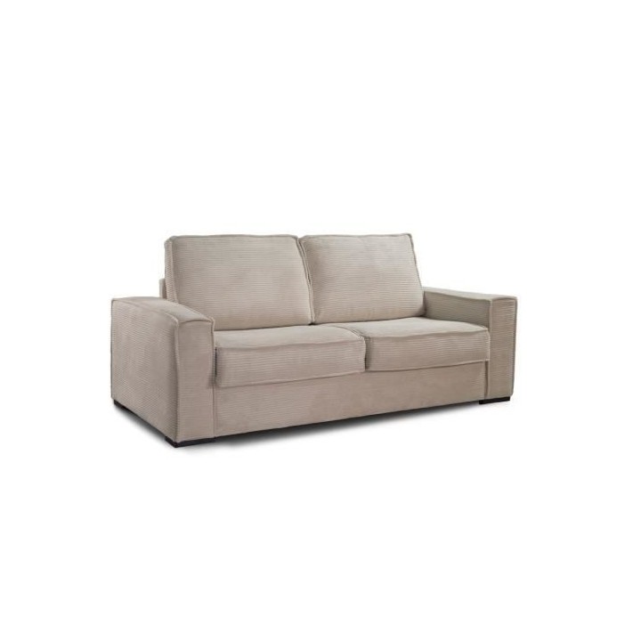 Canapé 3 places convertible express PRISMA - Velours côtelé beige -