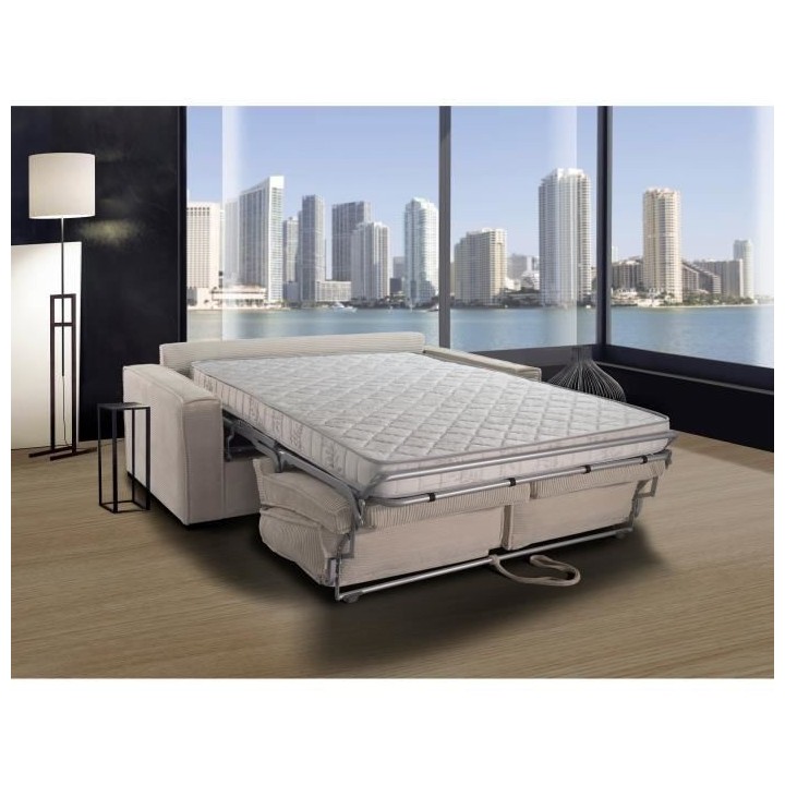 Canapé 3 places convertible express PRISMA - Velours côtelé beige -