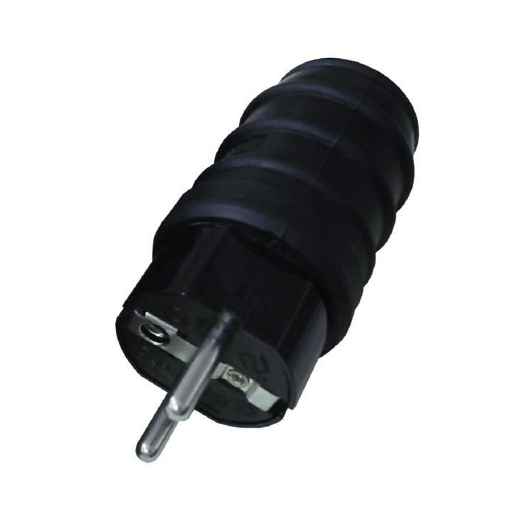 Fiche électrique mâle étanche ZENITECH IP44 16A 2P+T - Noir