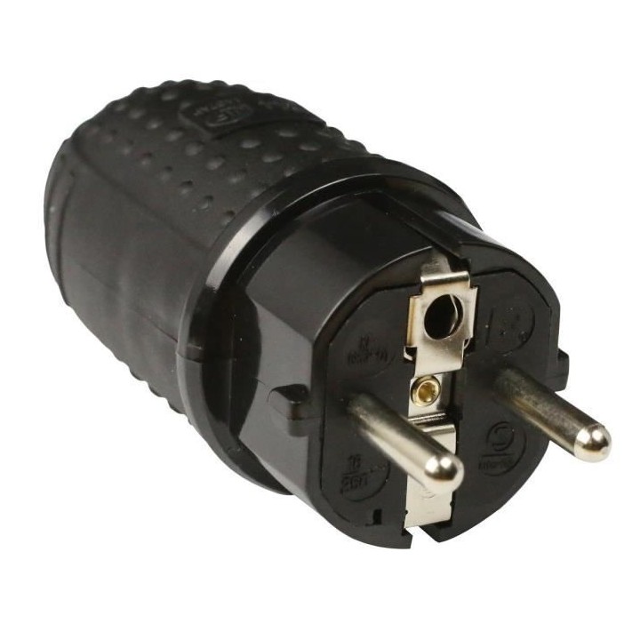 Fiche électrique mâle étanche ZENITECH IP44 16A 2P+T - Noir