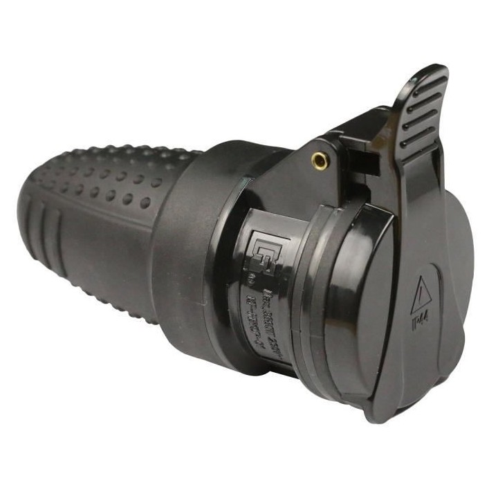 Fiche électrique femelle étanche ZENITECH IP44 16A 2P+T - Noir