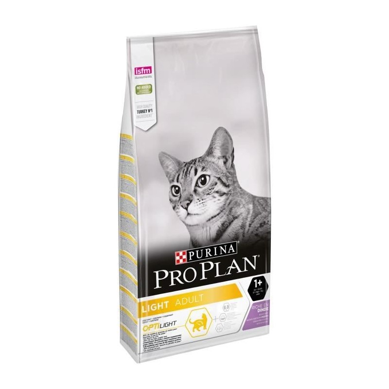 PRO PLAN Light Croquettes - Riche en dinde - Pour chat adulte - 10 kg