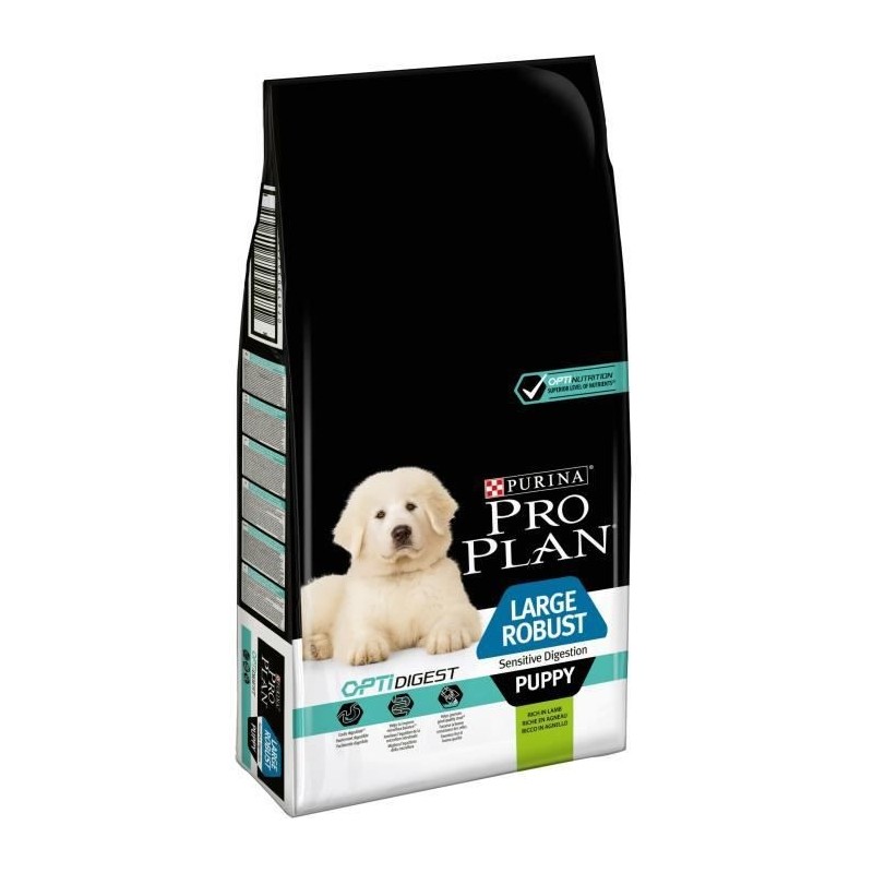 PRO PLAN Croquettes riches en agneau OptiDigest - Pour grand chiot robuste a digestion sensible - 12 kg