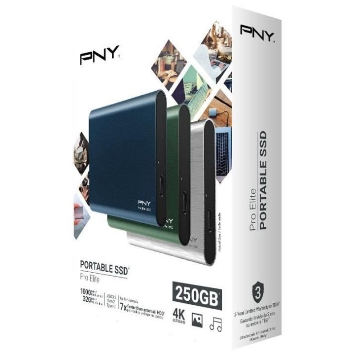 SSD Externe - PNY - Pro Elite in Green Casing - 250 GB - (PSD0CS2060GN