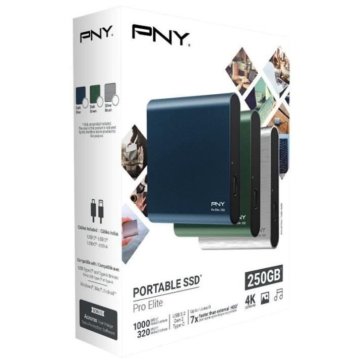 SSD Externe - PNY - Pro Elite in Green Casing - 250 GB - (PSD0CS2060GN