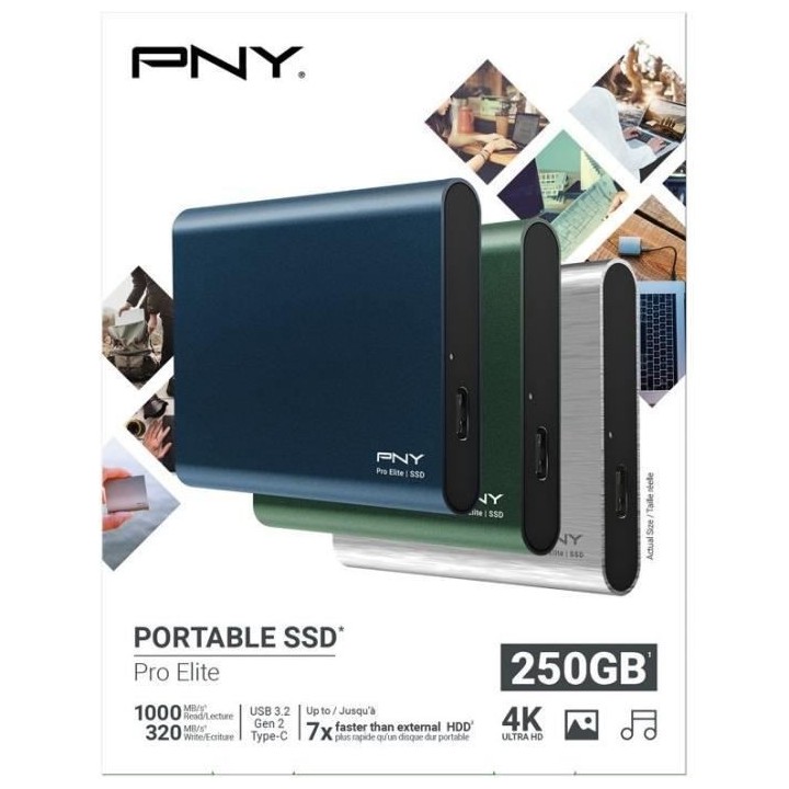 SSD Externe - PNY - Pro Elite in Green Casing - 250 GB - (PSD0CS2060GN