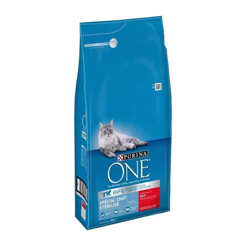 PURINA ONE Croquettes au boeuf et au blé - Pour chat adulte stérilisé - 6 kg