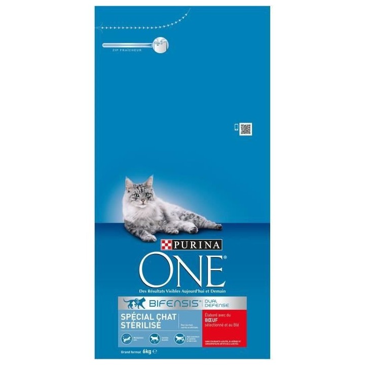 PURINA ONE Croquettes au boeuf et au blé - Pour chat adulte stérilis