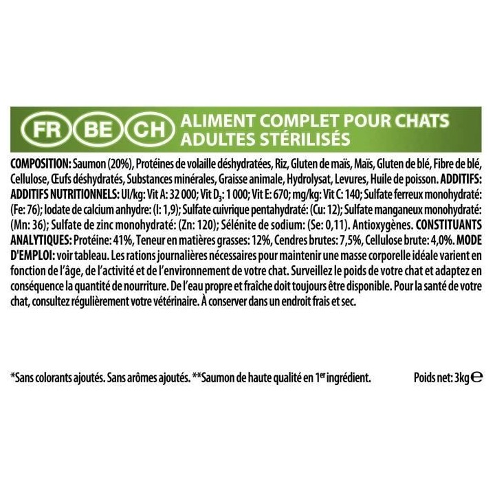 Purina Proplan Sterelised OptiRenal Chat Saumon 3kg