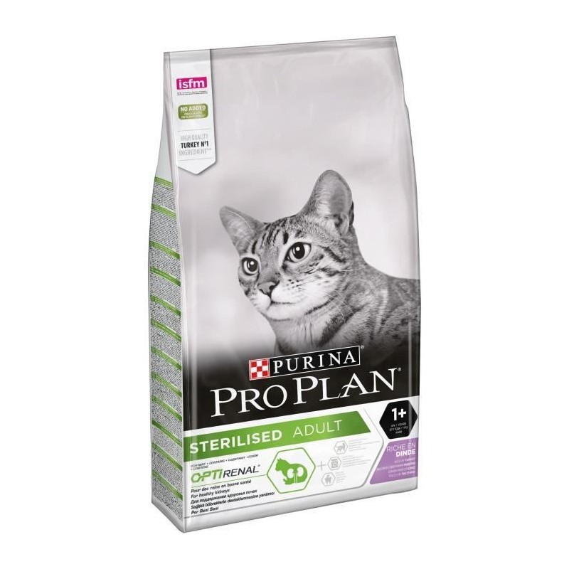 Purina Proplan Sterilised OptiRenal Chat Adulte Dinde Croquettes 10kg