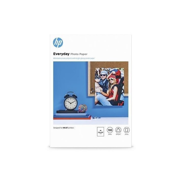 Papier photo brillant HP Everyday - 100 feuilles/A4/210 x 297 mm (Q251