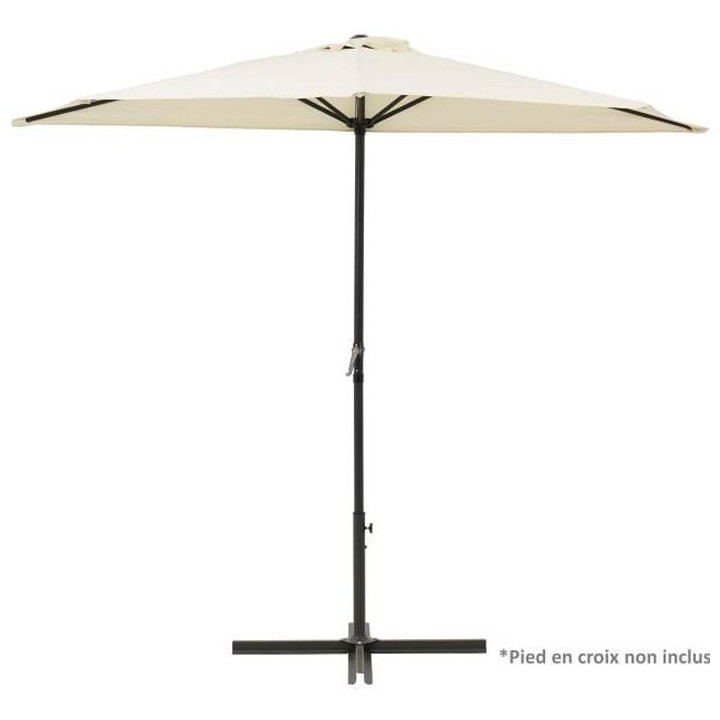 Demi-parasol - 266 x 135 x H.238 cm - Avec manivelle - Structure acier