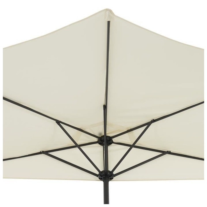 Demi-parasol - 266 x 135 x H.238 cm - Avec manivelle - Structure acier