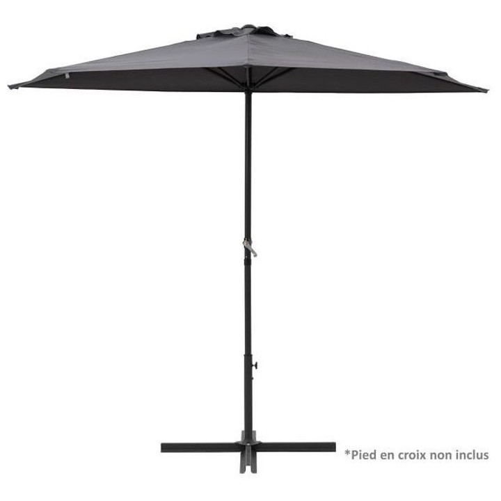 Demi-parasol - 266 x 135 x H.238 cm - Avec manivelle - Structure acier