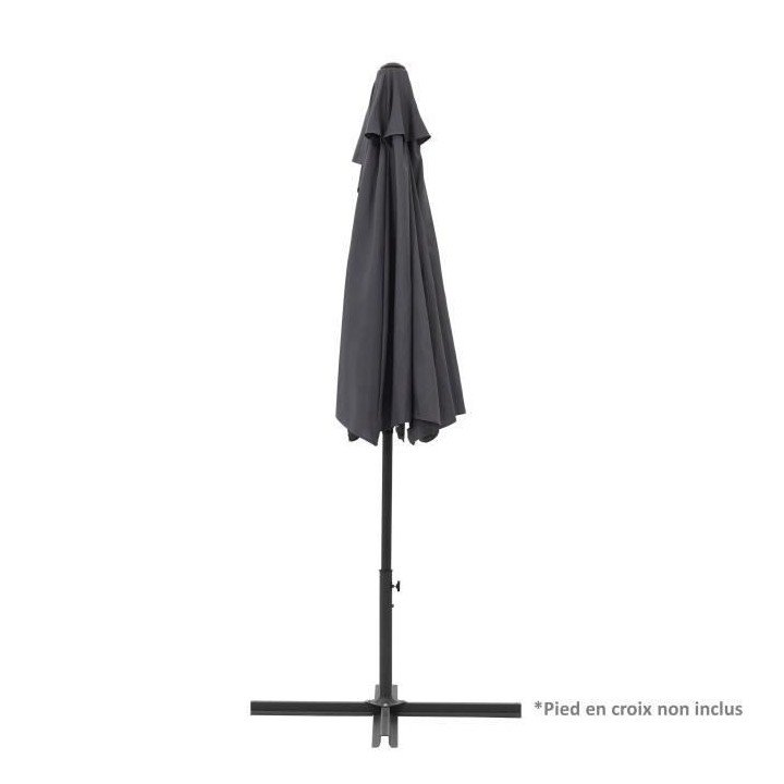 Demi-parasol - 266 x 135 x H.238 cm - Avec manivelle - Structure acier