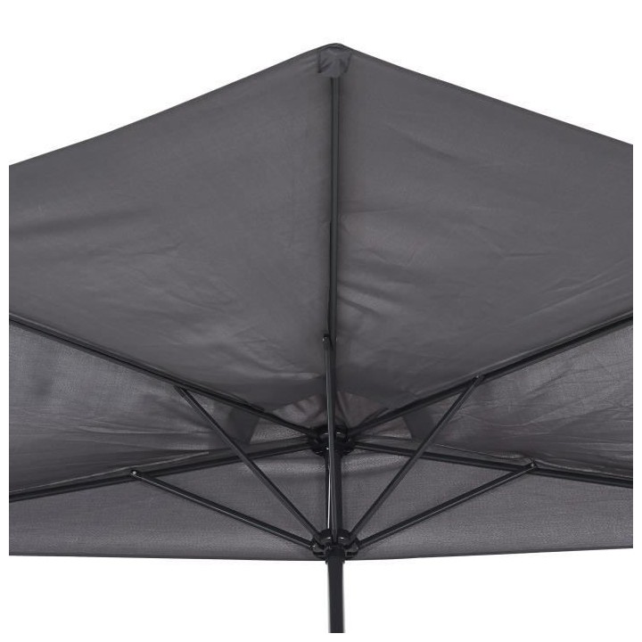 Demi-parasol - 266 x 135 x H.238 cm - Avec manivelle - Structure acier