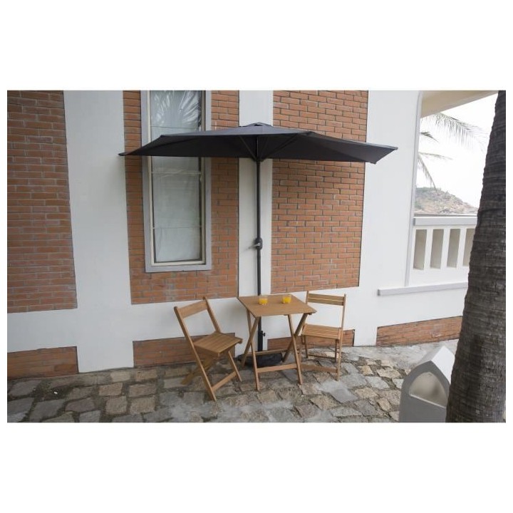 Demi-parasol - 266 x 135 x H.238 cm - Avec manivelle - Structure acier