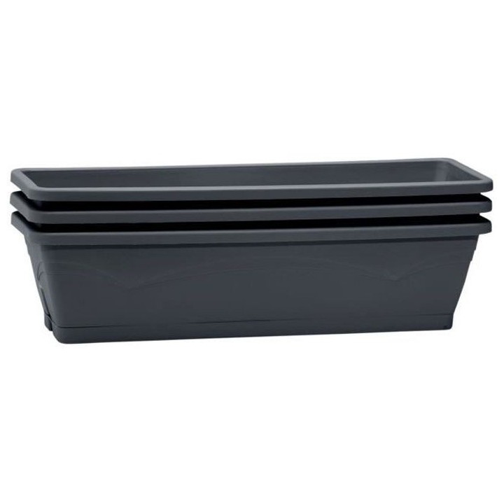 EDA Lot de 3 jardinieres balcon Symphonie - 3 x 6 L - 50 x 15 x 12 cm