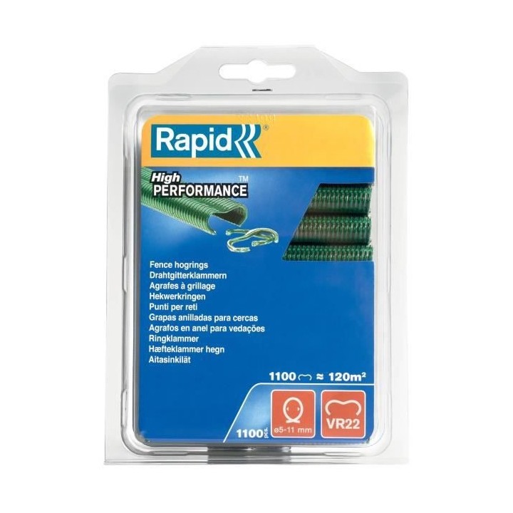 Agrafe a grillage VR22 Rapid Agraf - Plastifiées vertes - 1100 agrafe