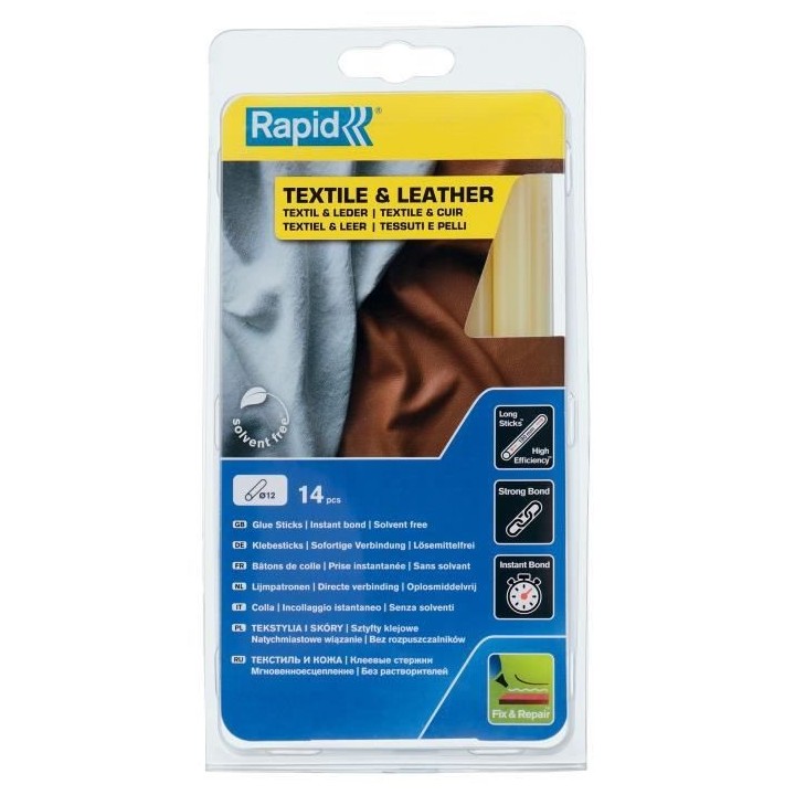 Rapid Bâtons de colle Textiles & Cuir 12 mm