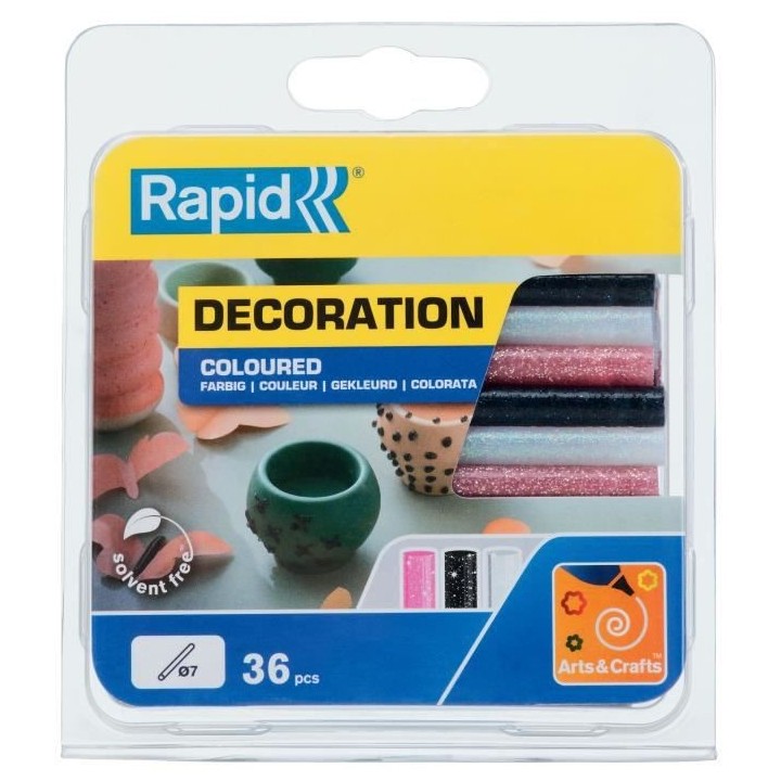 Rapid Bâtons de colle colorée pailletée 7 mm