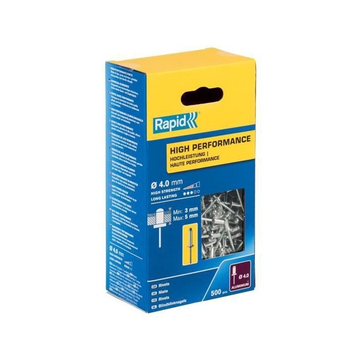 RAPID - Rivets - 4 x 8mm Alu ALU - Boite de 500