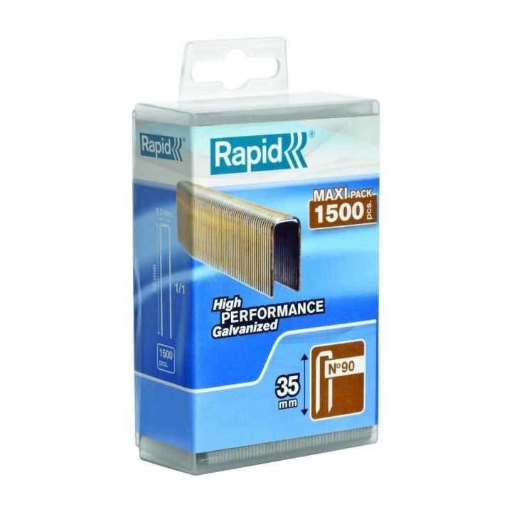 RAPID 1500 agrafes 90/35mm galvanisées