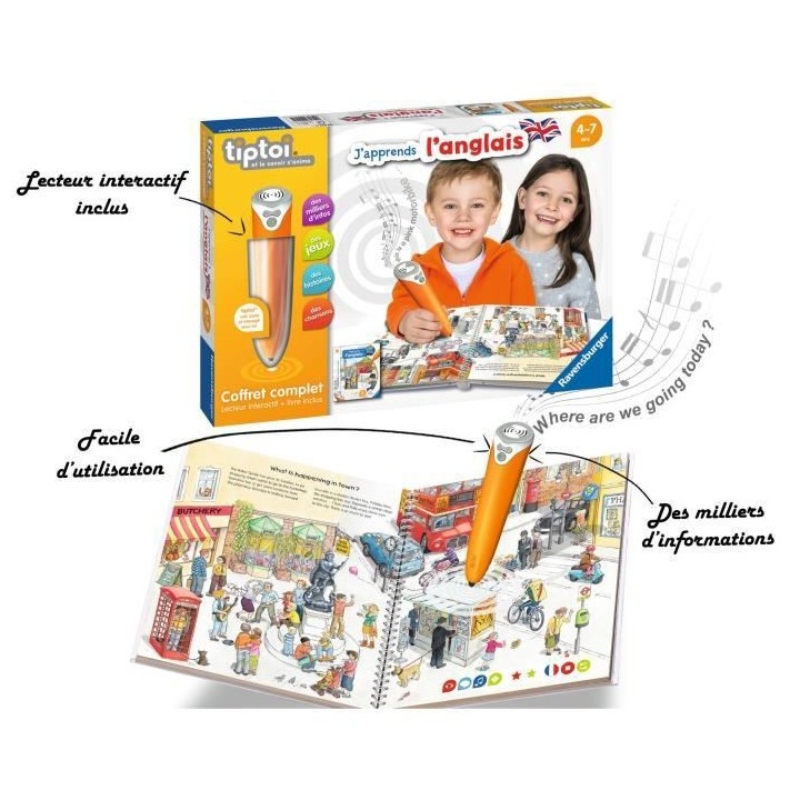 tiptoi - Coffret complet lecteur interactif + Livre J'apprends l'angla