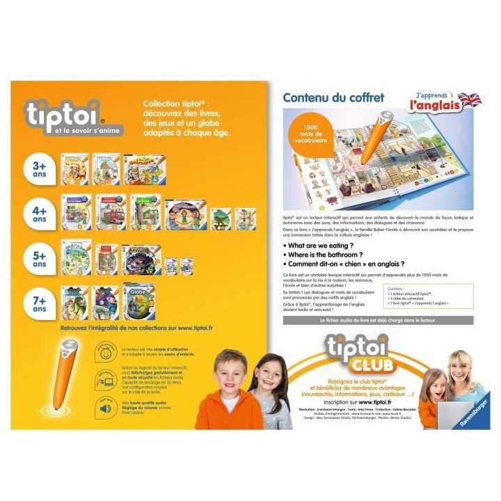 tiptoi - Coffret complet lecteur interactif + Livre J'apprends l'angla