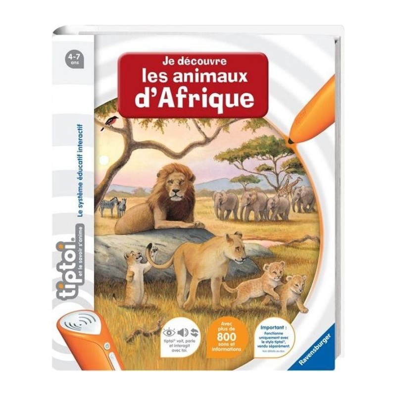 tiptoi - Je découvre les animaux d'Afrique - Ravensburger - Livre électronique éducatif - Des 4 ans - en français