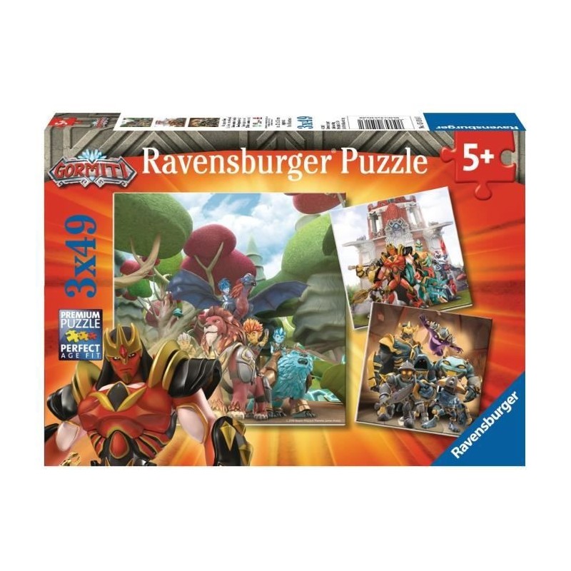 GORMITI Puzzles 3x49 pieces - Le Bien contre le Mal - Ravensburger - Lot de puzzles enfant - Des 5 ans