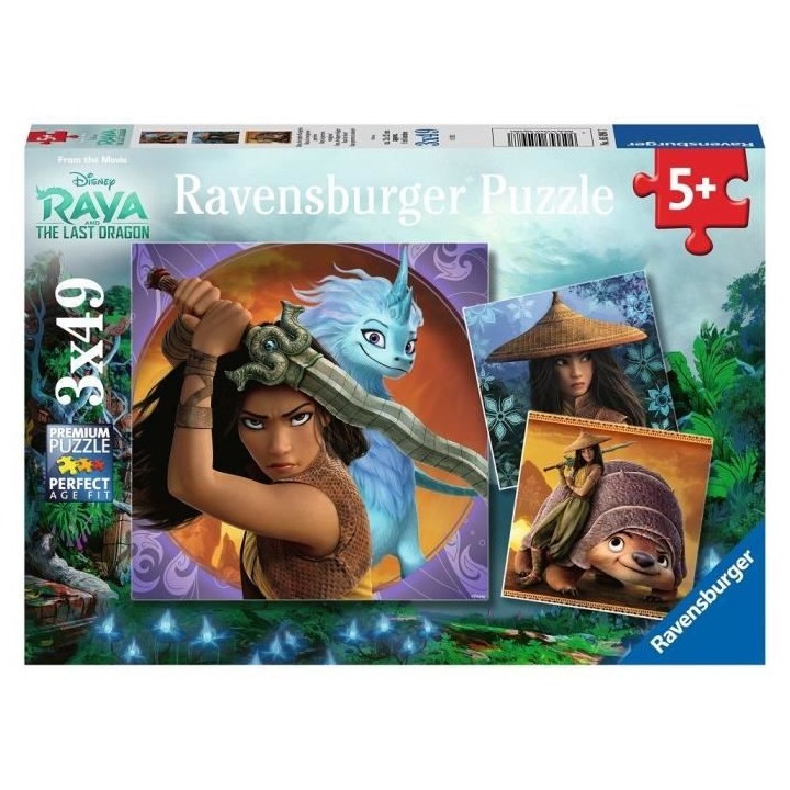 RAYA & LE DERNIER DRAGON Puzzles 3x49 pieces - Raya, courageuse - Rave