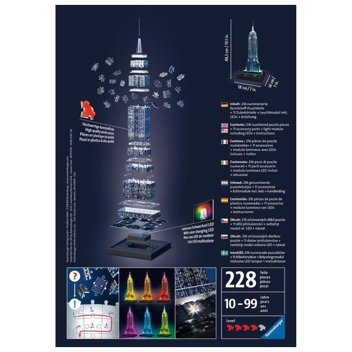 Puzzle 3D Empire State Building illuminé - Ravensburger - Monument 21