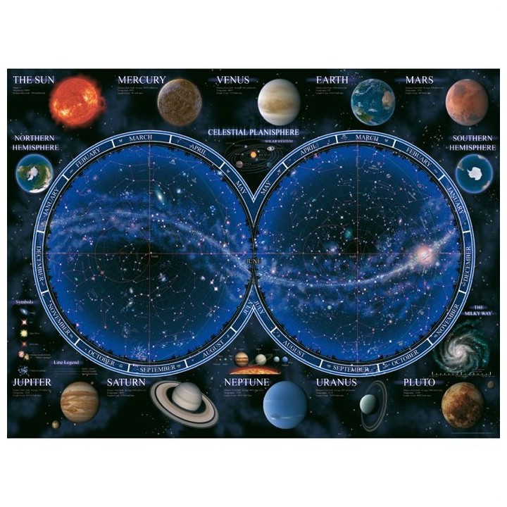 Puzzle 1500 pieces - Planisphere céleste - Ravensburger - Puzzle adul