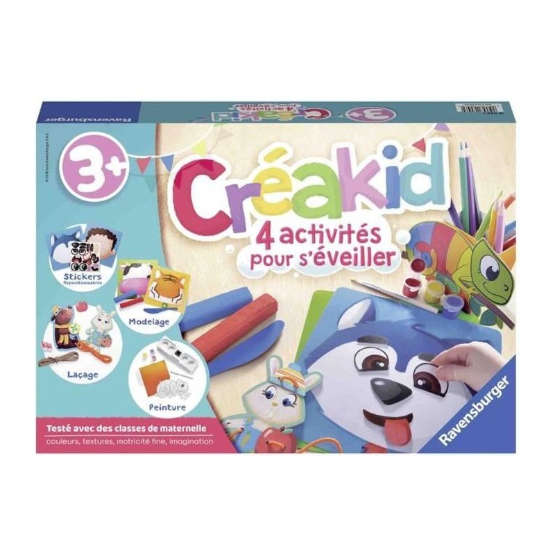 Créakid kit multi-activités - Ravensburger - Loisirs créatifs - Coffret 4 activités - Initiation création artistique - Des