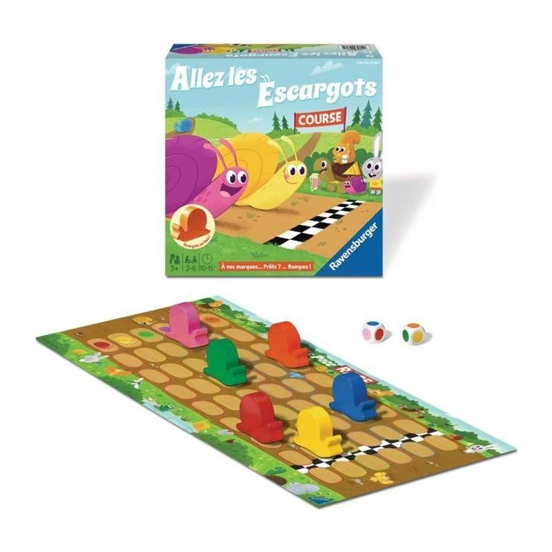 Allez les escargots - Ravensburger - Jeu desociété enfants - Jeu de parcours - 2 a 6 joueurs - Des 3 ans