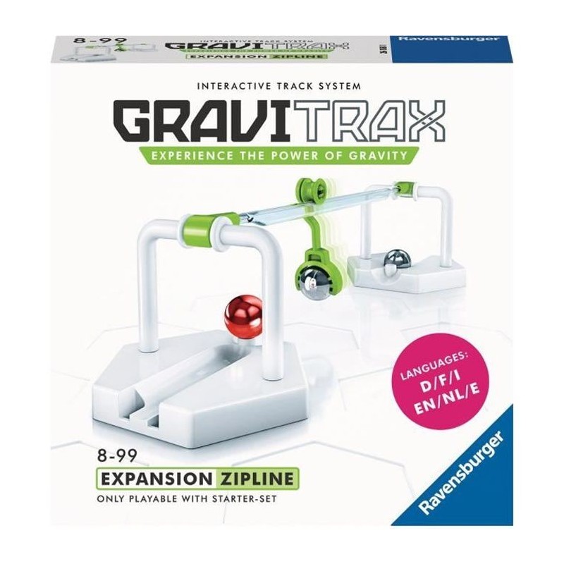 GraviTrax Bloc d'action Zipline / Tyrolienne - Jeu de construction STEM - Circuit de billes créatif - Ravensburger- des 8 ans