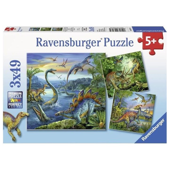 Puzzles 3x49 pieces - La fascination des dinosaures - Ravensburger - L