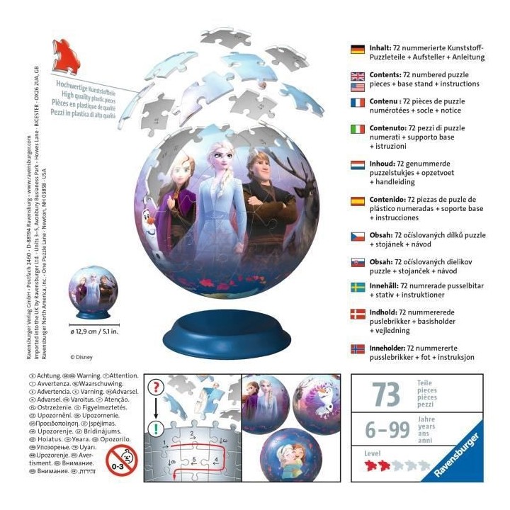 LA REINE DES NEIGES 2 Puzzle 3D Ball 72 pieces - Ravensburger - Puzzle