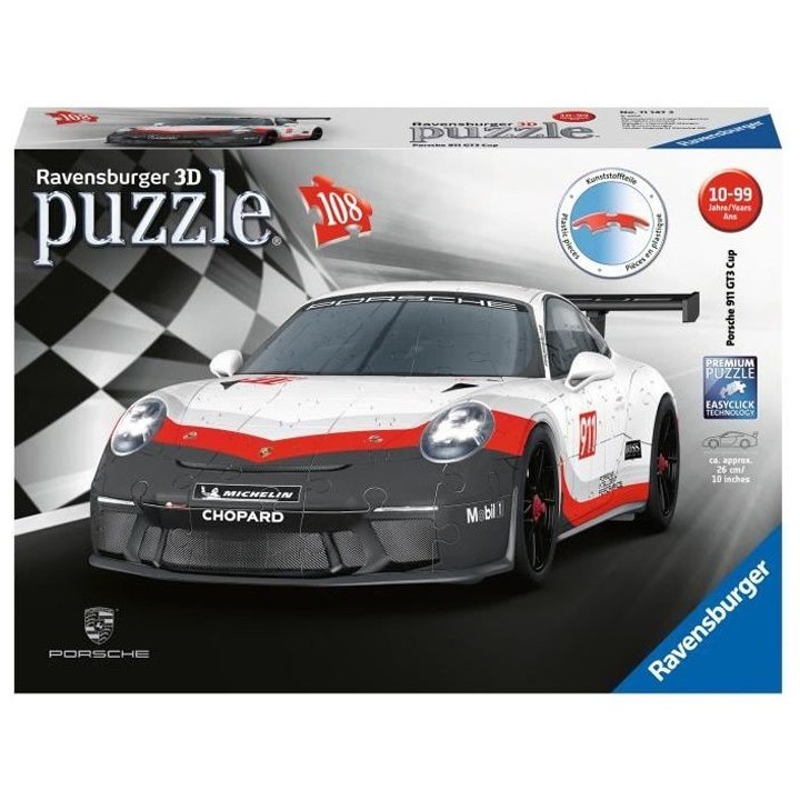 PORSCHE Puzzle 3D 911 GT3 Cup - Ravensburger - Véhicule 108 pieces -