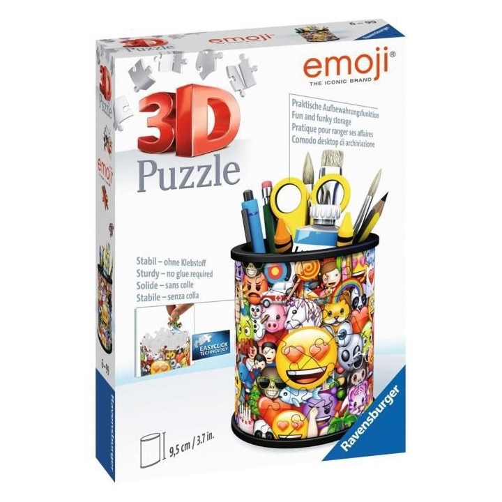 Puzzle 3D Pot a crayons - emoji - Ravensburger - Puzzle 3D enfant - sa