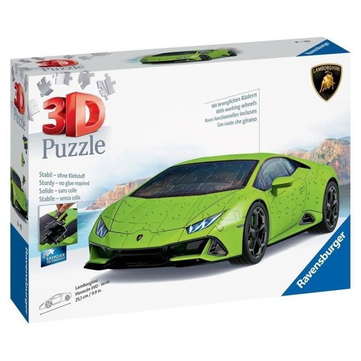Ravensburger - Puzzle 108 pieces 3D Lamborghini EVO Ed verte