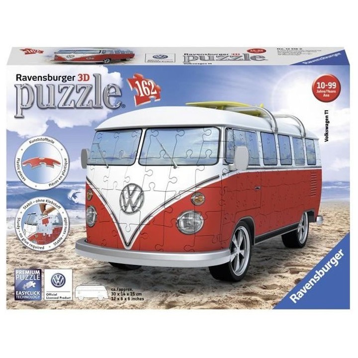 VOLKSWAGEN Puzzle 3D Combi T1 - Ravensburger - Véhicule 162 pieces -