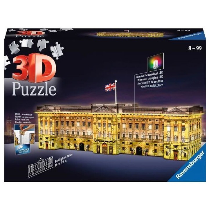 Puzzle 3D Buckingham Palace illuminé - Ravensburger - Monument 216 pi