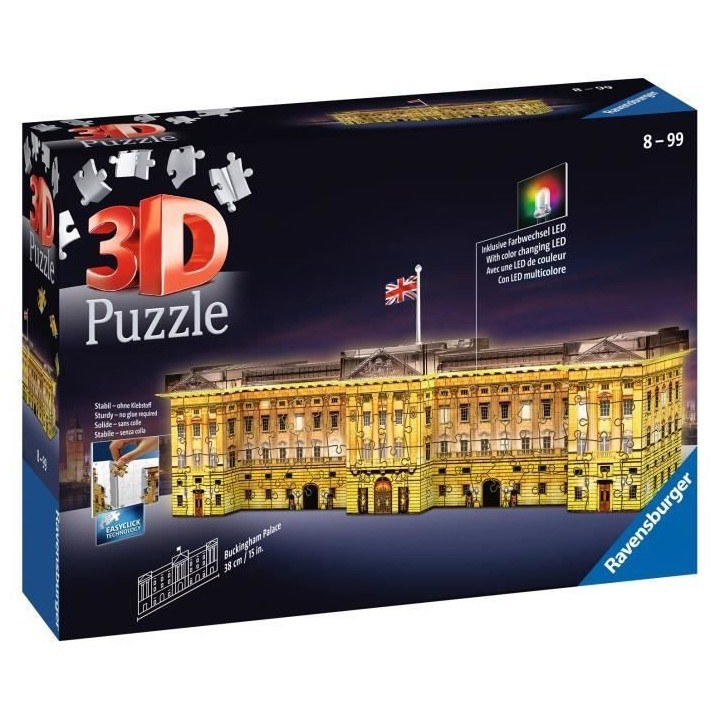 Puzzle 3D Buckingham Palace illuminé - Ravensburger - Monument 216 pi