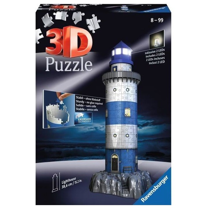 Puzzle 3D Phare illuminé - Ravensburger - Monument 216 pieces - sans