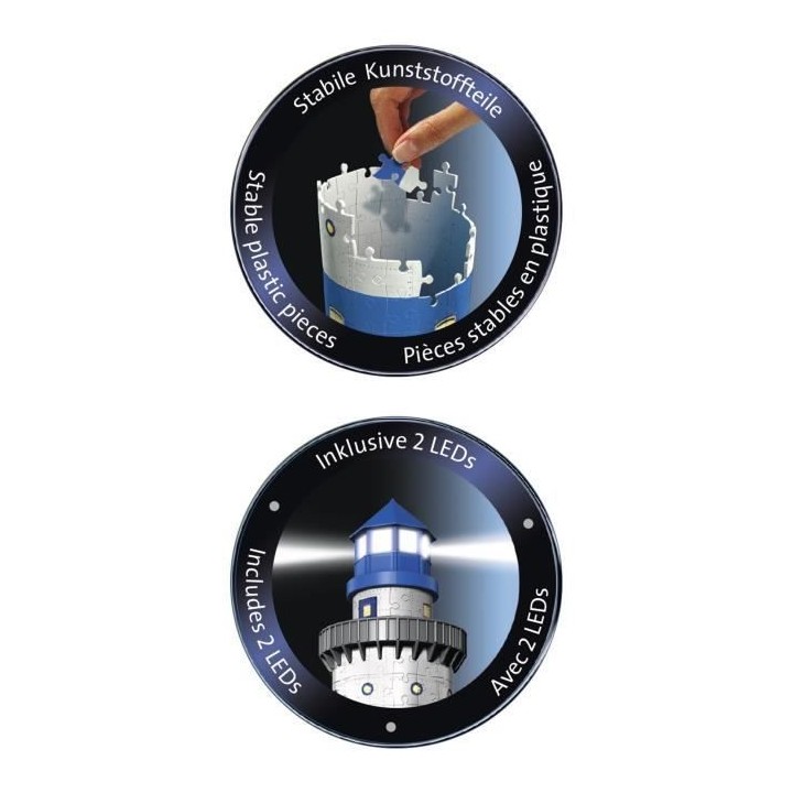 Puzzle 3D Phare illuminé - Ravensburger - Monument 216 pieces - sans