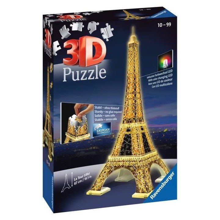 Puzzle 3D Tour Eiffel illuminée - Ravensburger - Monument 216 pieces