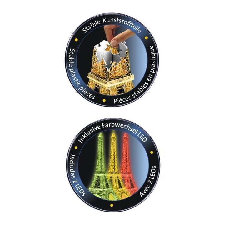 Puzzle 3D Tour Eiffel illuminée - Ravensburger - Monument 216 pieces