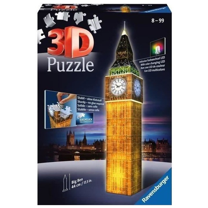 Puzzle 3D Big Ben illuminé - Ravensburger - Monument 216 pieces - san